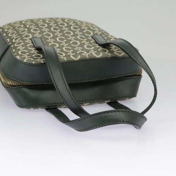 Auth CELINE C Macadam Canvas Hand Bag Gray Gold - Picture 4 of 15